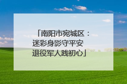 南阳市宛城区：迷彩身影守平安 退役军人践初心